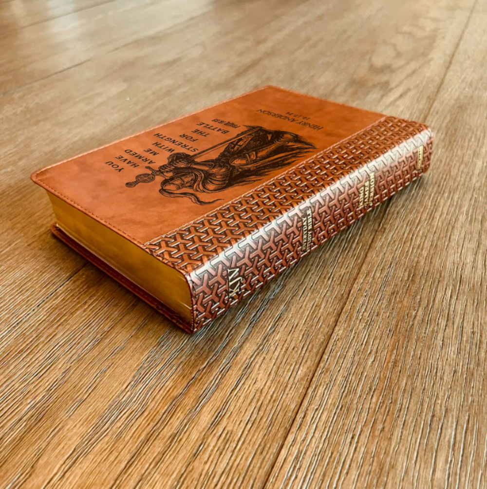 Personalized Bible for Men, KJV Study Bible, Customized Bible Engraved Name, Knight Warrior Design, Christian Gift, Bible Gifts for Him
