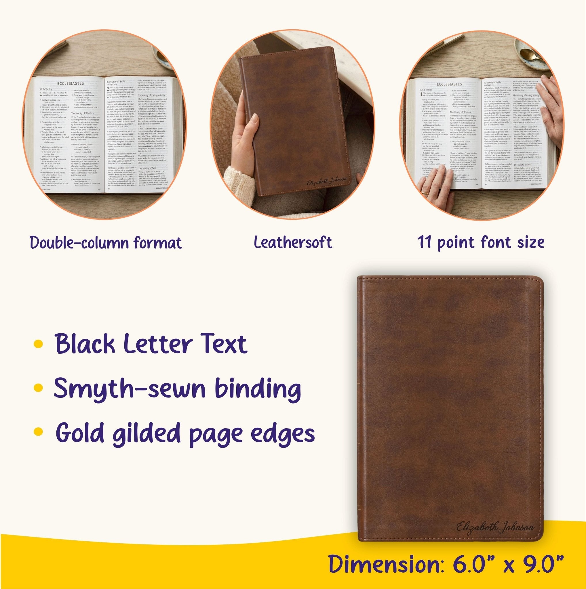Personalized ESV Dyslexia Friendly Bible, Large Print Accessible Scripture, Custom Name Engraved, Christian Gift Bible for Baptism or Study - Religious Books - Aylev