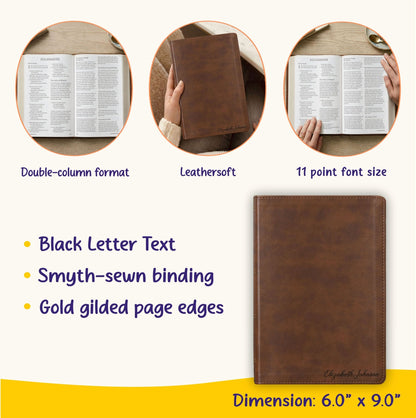 Personalized ESV Dyslexia Friendly Bible, Large Print Accessible Scripture, Custom Name Engraved, Christian Gift Bible for Baptism or Study - Religious Books - Aylev