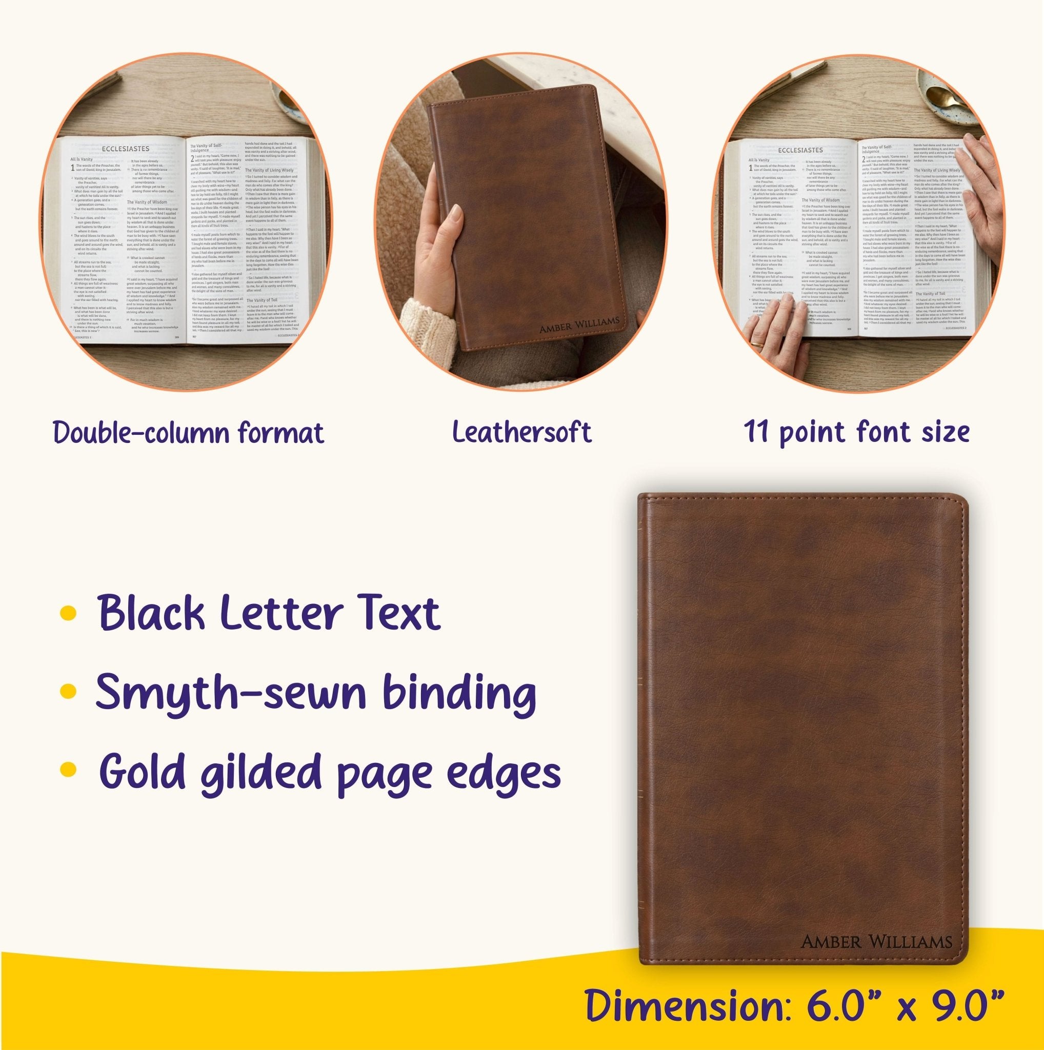 Personalized ESV Dyslexia Friendly Bible, Large Print Accessible Scripture, Custom Name Engraved, Christian Gift Bible for Baptism or Study - Religious Books - Aylev