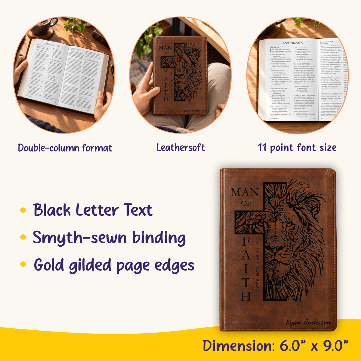 Personalized ESV Dyslexia Friendly Bible, Custom Engraved Name, Large Print Accessible Scripture, Christian Gift Bible for Baptism or Study - Religious Books - Aylev