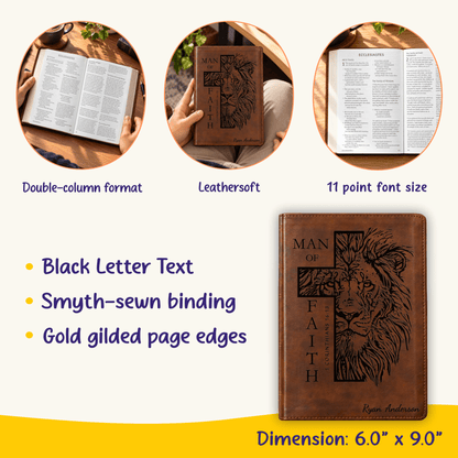 Personalized ESV Dyslexia Friendly Bible, Custom Engraved Name, Large Print Accessible Scripture, Christian Gift Bible for Baptism or Study - Religious Books - Aylev