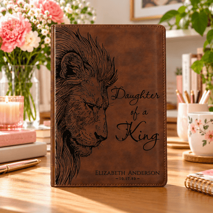 Personalized ESV Dyslexia Friendly Bible, Daughter of a King Lion Design, Custom Engraved Name, Christian Baptism Bible Gift for Her - Religious Books - Aylev