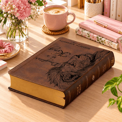 Personalized ESV Dyslexia Friendly Bible, Daughter of a King Lion Design, Custom Engraved Name, Christian Baptism Bible Gift for Her - Religious Books - Aylev