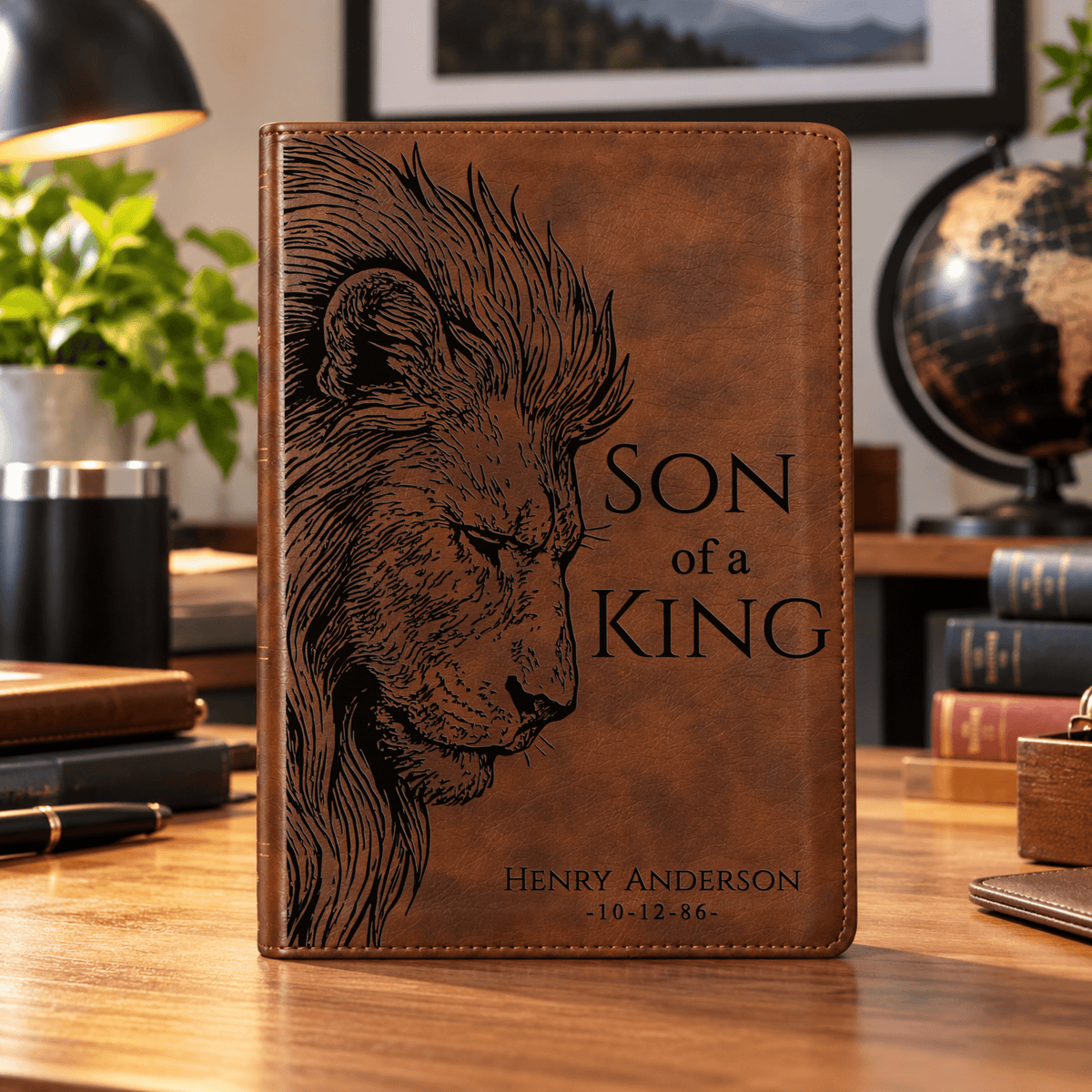 Personalized ESV Dyslexia Friendly Bible, Custom Lion Design with Engraved Name, English Standard Version, Christian Baptism Gift for men - Religious Books - Aylev