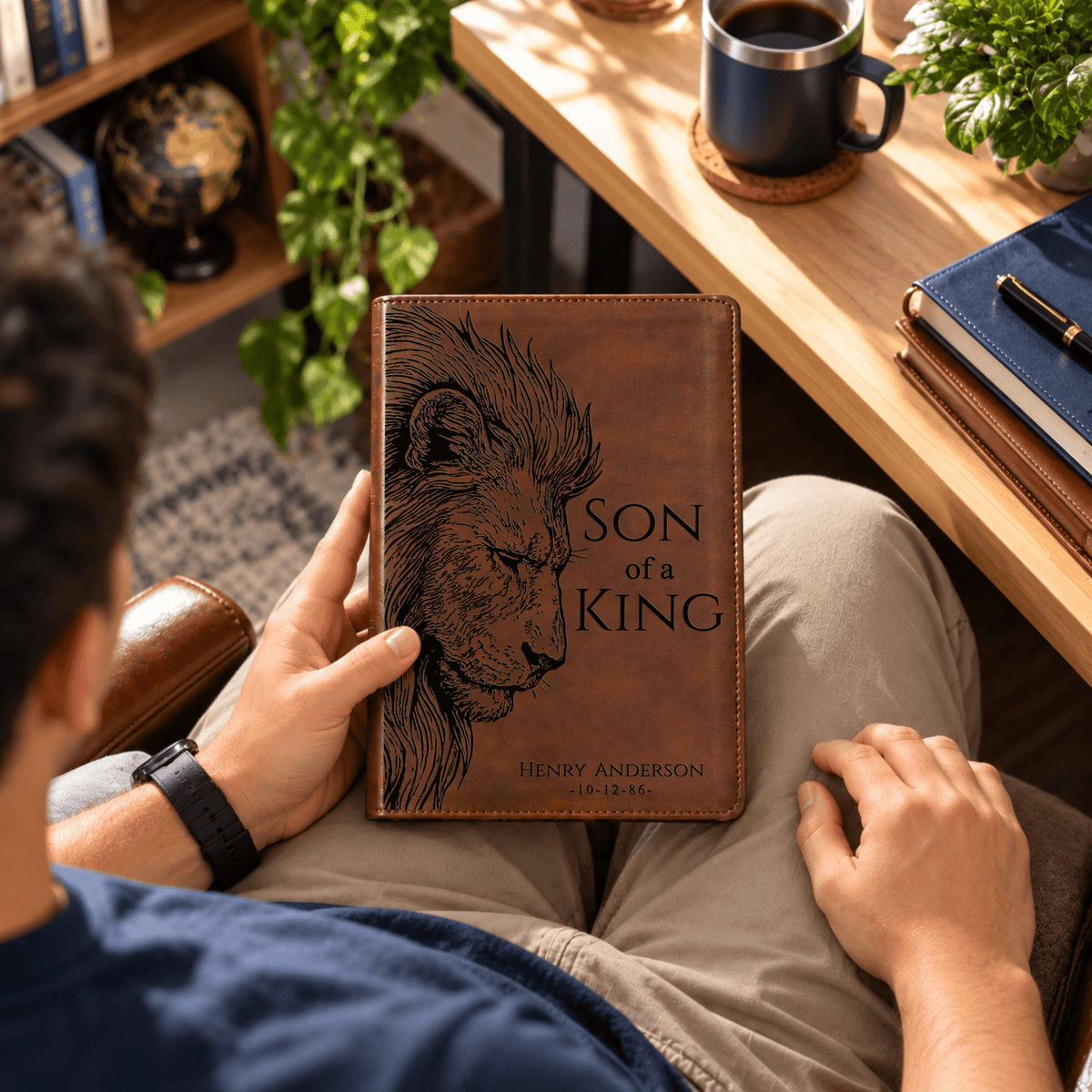 Personalized ESV Dyslexia Friendly Bible, Custom Lion Design with Engraved Name, English Standard Version, Christian Baptism Gift for men - Religious Books - Aylev