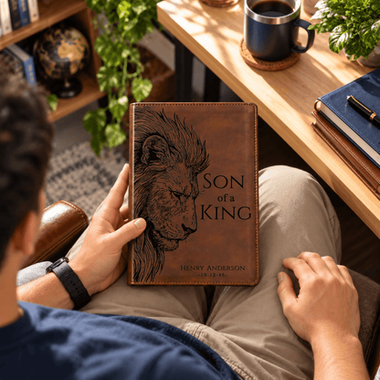 Personalized ESV Dyslexia Friendly Bible, Custom Lion Design with Engraved Name, English Standard Version, Christian Baptism Gift for men - Religious Books - Aylev