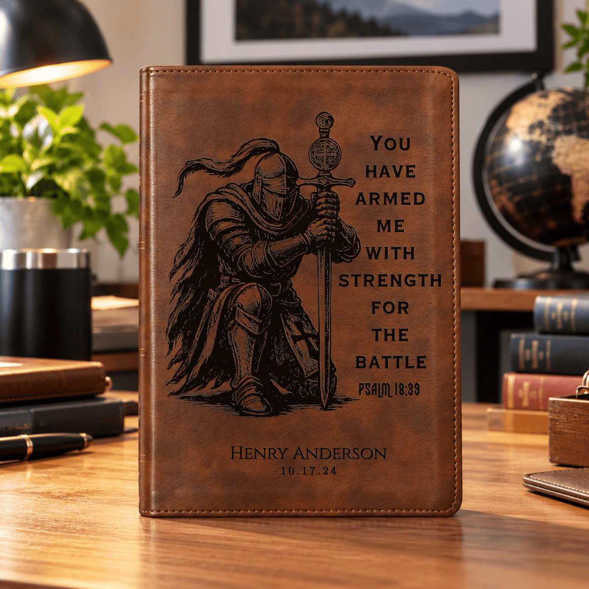 Personalized ESV Dyslexia Friendly Bible, Custom Engraved Warrior Design with Name, English Standard Version, Christian Baptism Gift for men - Religious Books - Aylev