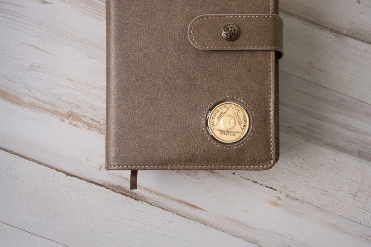 AA Big Book Cover & 12 Steps and 12 Traditions Book Set Cover, Alcoholics Anonymous Gifts, Fits 2 Hardcover AA Books, AA Coin Holder - Religious Books - Aylev