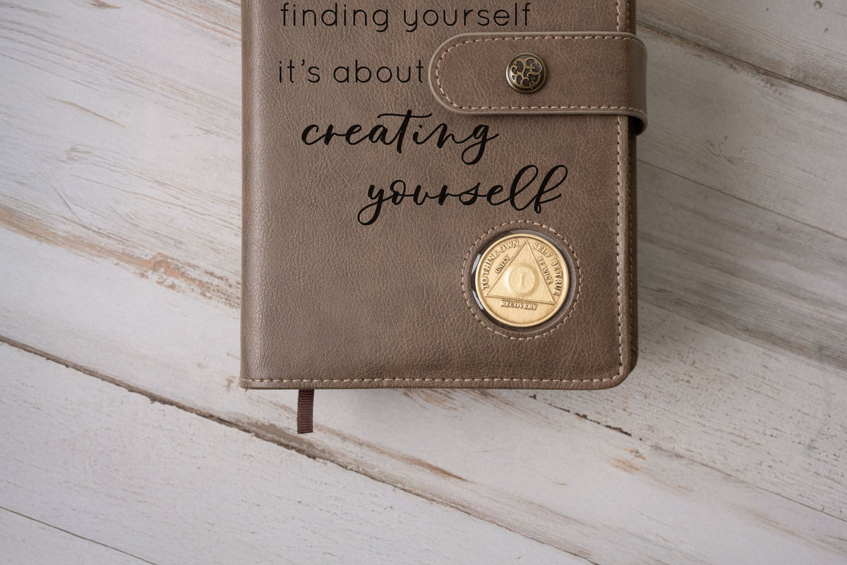 Personalized AA Big Book & 12 Steps and 12 Traditions Book Set Cover, Alcoholics Anonymous Gifts, Fits 2 Hardcover AA Books, AA Coin Holder - Religious Books - Aylev
