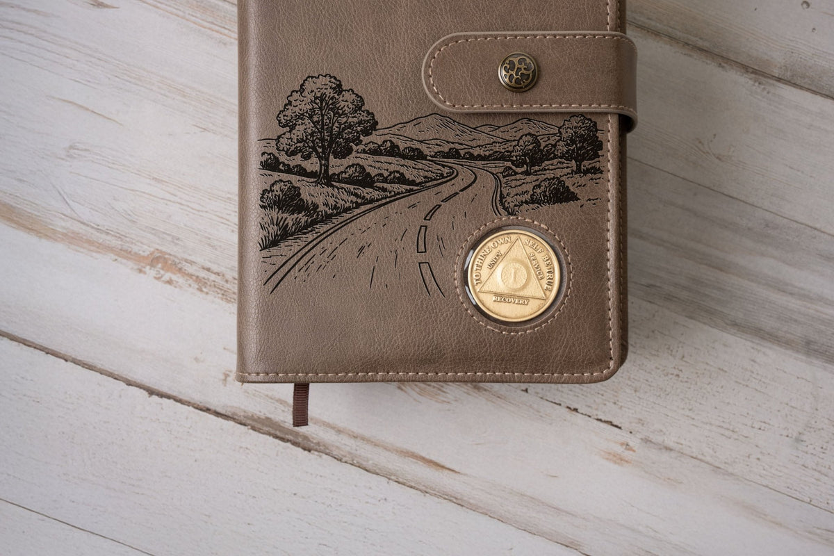 Personalized AA Big Book & 12 Steps and 12 Traditions Book Set Cover, Alcoholics Anonymous Gifts, Fits 2 Hardcover AA Books, AA Coin Holder - Religious Books - Aylev