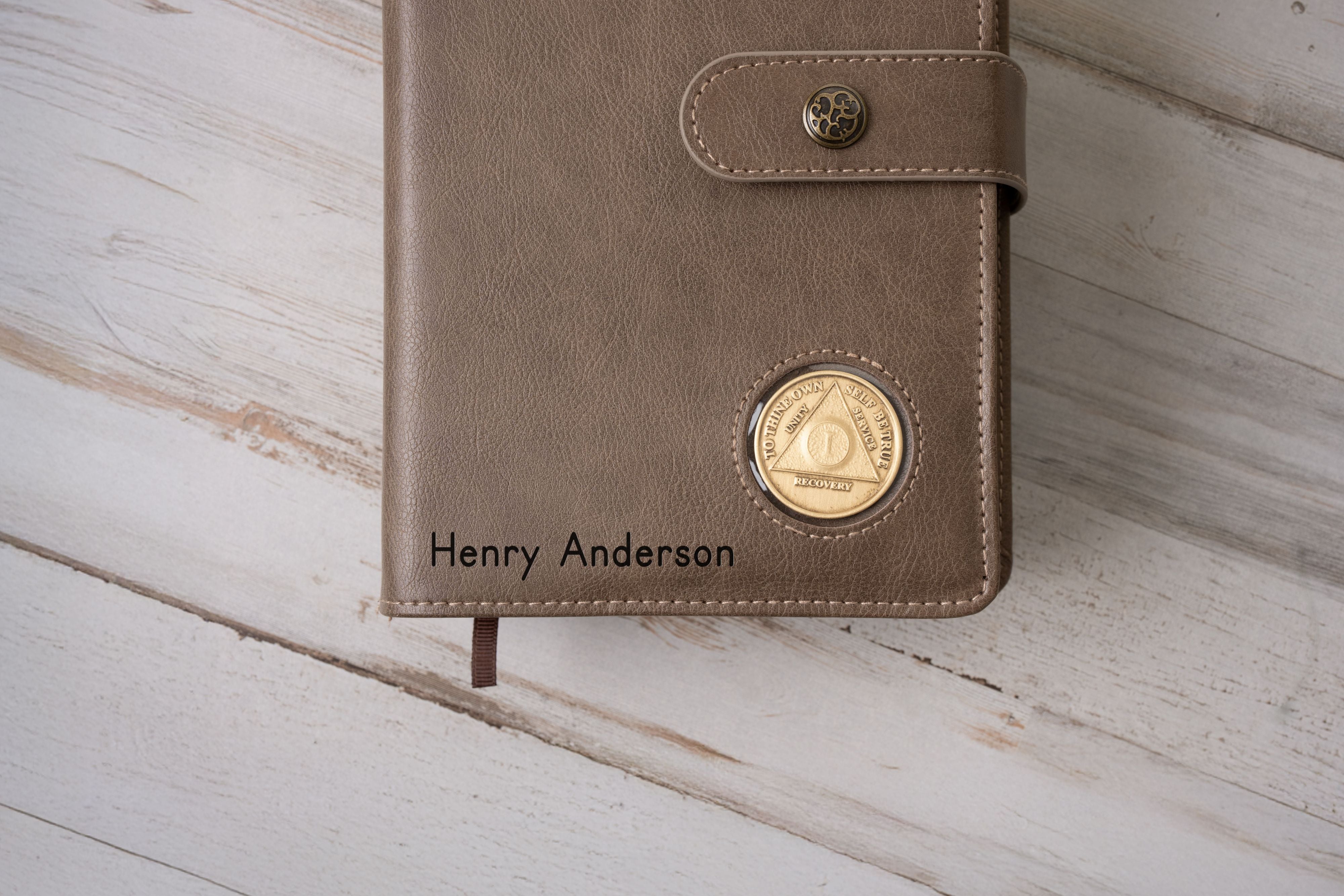Personalized AA Big Book & 12 Steps and 12 Traditions Book Set Cover, Alcoholics Anonymous Gifts, Fits 2 Hardcover AA Books, AA Coin Holder