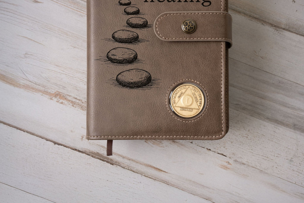 Custom Design AA Big Book & 12 Steps and 12 Traditions Book Set Cover, Alcoholics Anonymous Gifts, Fits 2 Hardcover AA Books, AA Coin Holder - Religious Books - Aylev