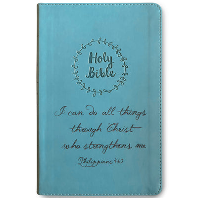 Custom NIV Bible | Light Blue Thinline | Custom Bible Engraved New International Version Christian Gifts Baptism Gifts NIV Bible Women