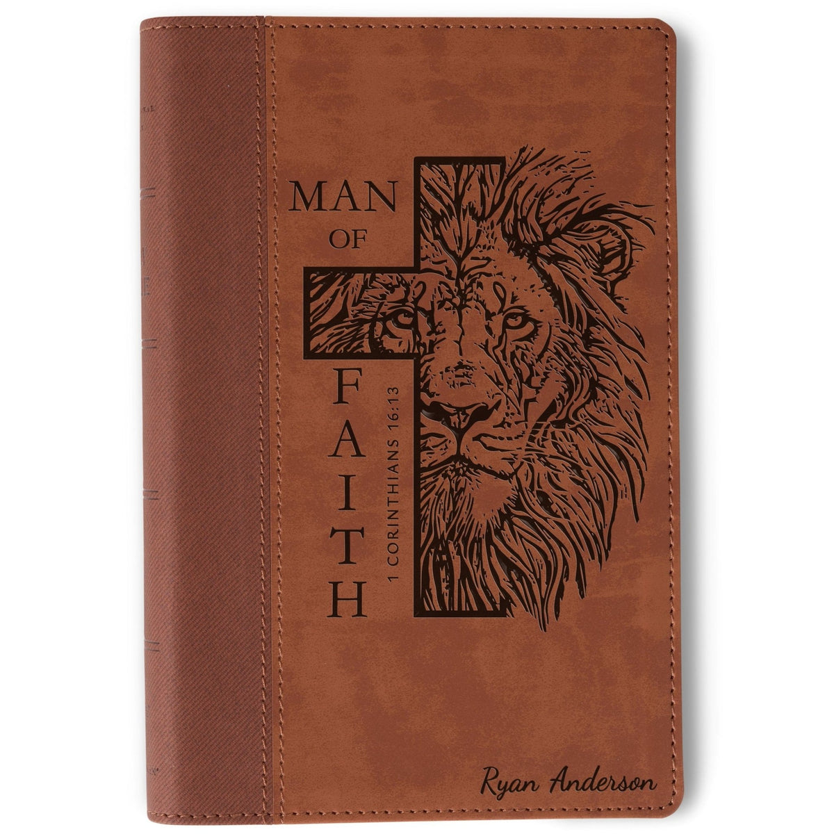 Personalized NIV Large - Print Bible, Custom Bible Engraved Name, Man of Faith Lion Design, Christian Gift, Baptism Gift, Bible Gift for Him - Religious Books - Aylev