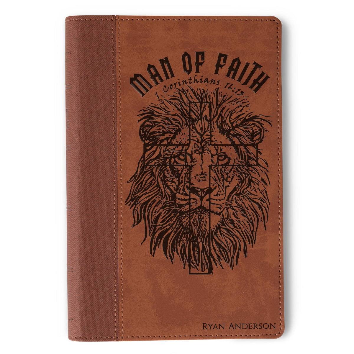 Personalized NIV Large - Print Bible, Custom Bible Engraved Name, Man of Faith Lion Design, Christian Gift, Baptism Gift, Bible Gift for Him - Religious Books - Aylev
