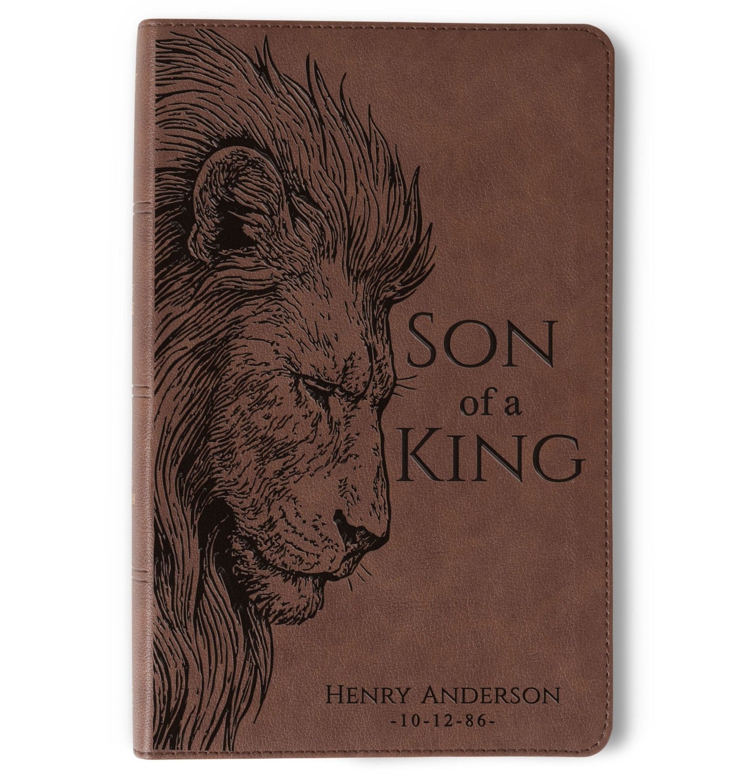 Personalized KJV Single - Column Bible, Son of a King Lion Design, Custom Engraved Name, Christian Gift, Baptism Gift, Bible Gift for Him - Religious Books - Aylev