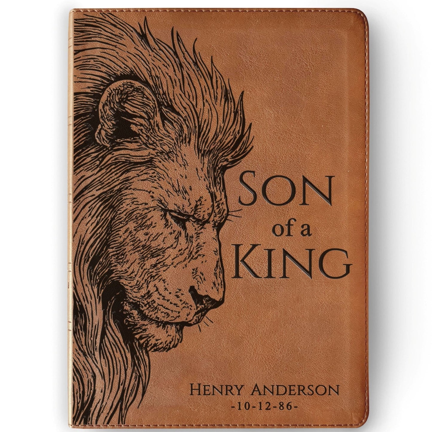 Personalized NASB 1995 Reference Bible, Son of a King Lion Design, Custom Engraved Name, Christian Gift, Baptism Gift, Bible Gift for Him - Religious Books - Aylev