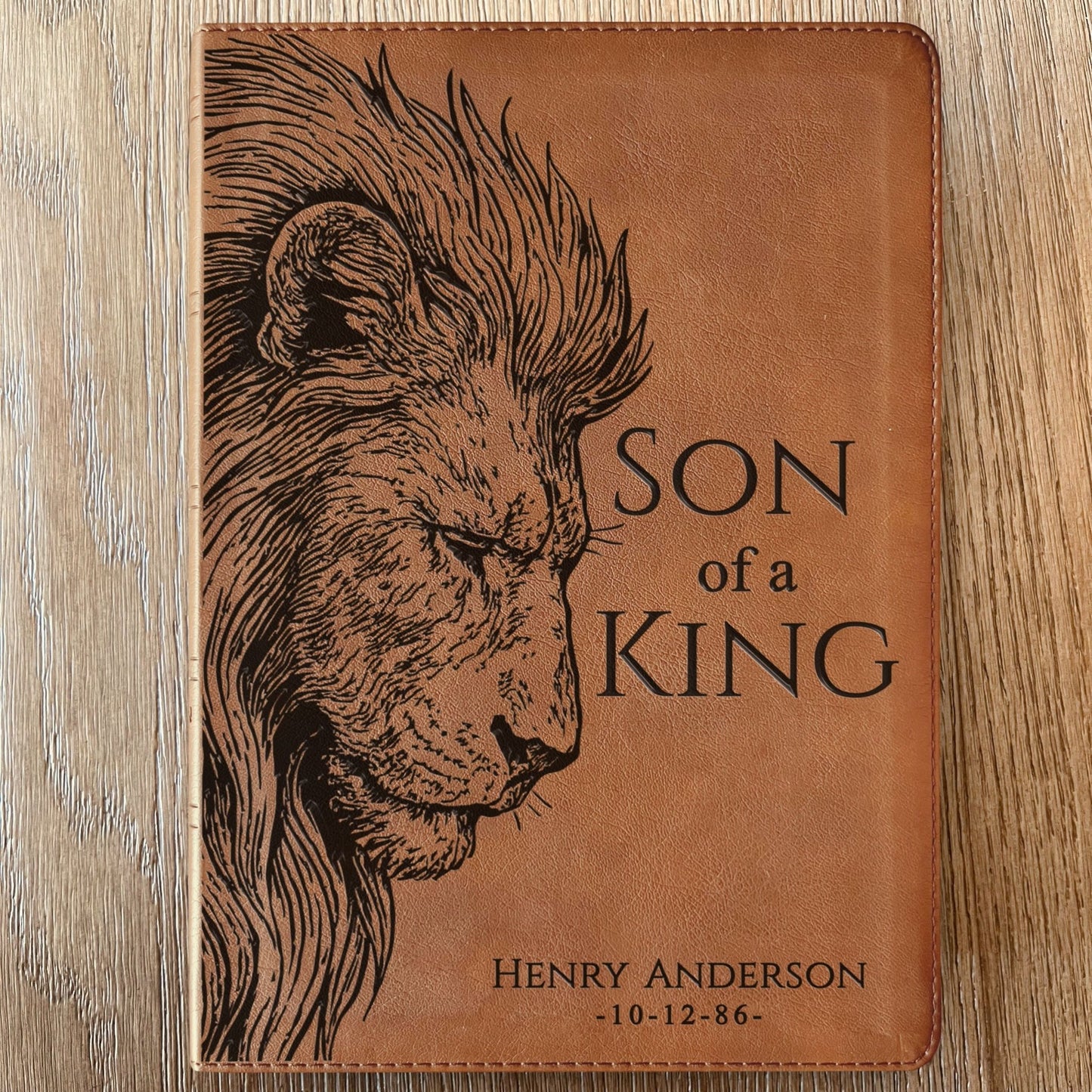 Personalized NASB 1995 Reference Bible, Son of a King Lion Design, Custom Engraved Name, Christian Gift, Baptism Gift, Bible Gift for Him - Religious Books - Aylev