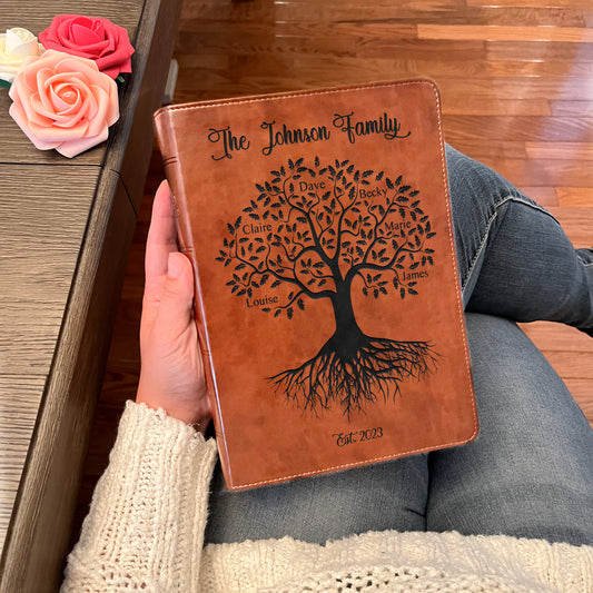 Personalized Family Bible | Custom ESV Family Bible | Engraved Family Bible Wedding Bible Christian Gifts Family Tree Bible for Wedding - Aylev
