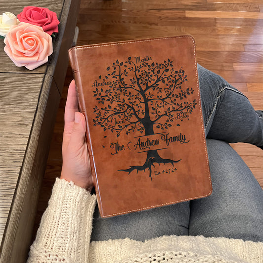 Personalized Family Bible | Custom ESV Family Bible | Engraved Family Bible Wedding Bible Christian Gifts Family Tree Bible for Wedding - Aylev