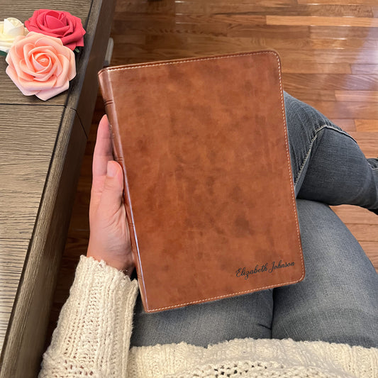 Personalized ESV Bible with Name Engraved, ESV Wide Margin Holy Bible, Custom Bible Engraved Name, English Standard Version Christian Gifts - Aylev