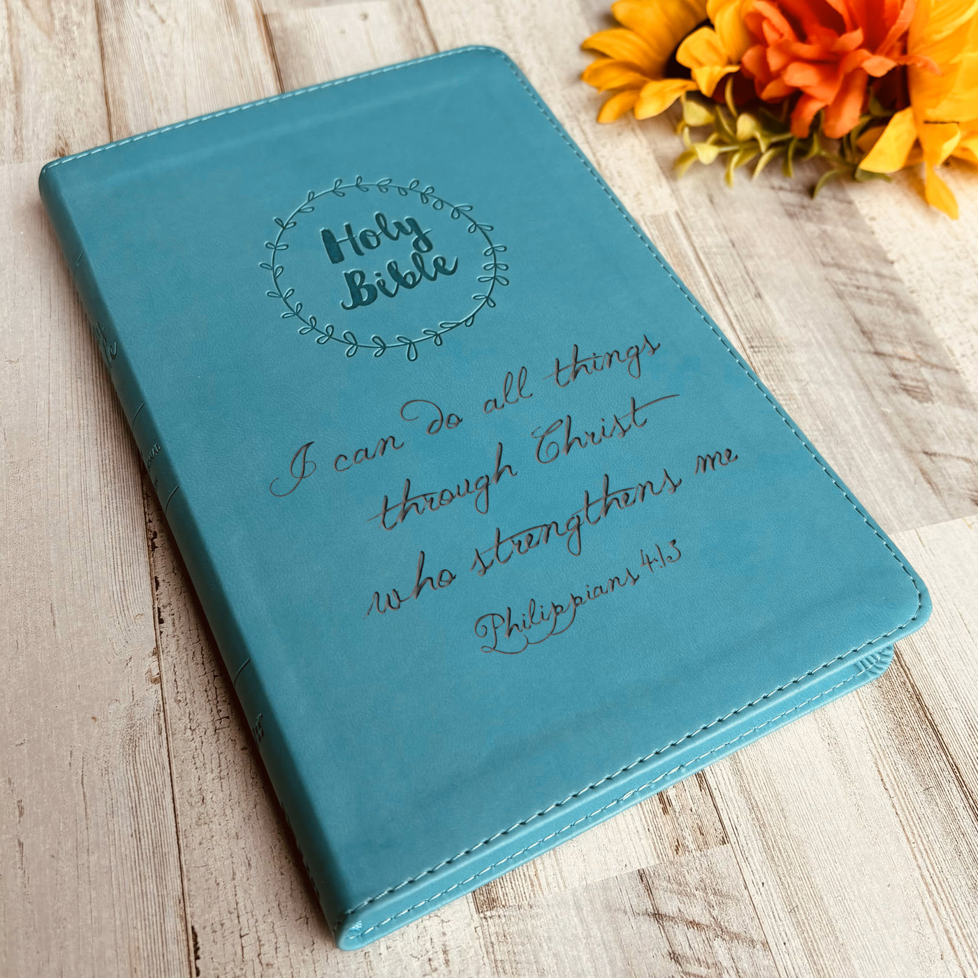 Custom NIV Bible | Light Blue Thinline | Custom Bible Engraved New International Version Christian Gifts Baptism Gifts NIV Bible Women