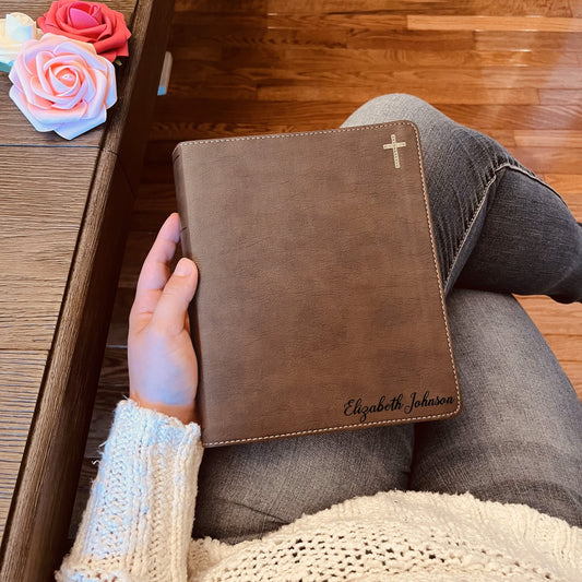 Personalized NIV Journaling Bible with Name Engraved, Custom NIV Bible, Wide Margin Note-Taking, Christian Gift for Baptism, Wedding & Graduation - Religious Books - Aylev