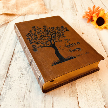 Personalized Family Bible, Custom Engraved NKJV Wide - Margin Family Tree Bible, Wedding Gifts, Anniversary Gifts, Family Bible for Weddings - Religious Books - Aylev