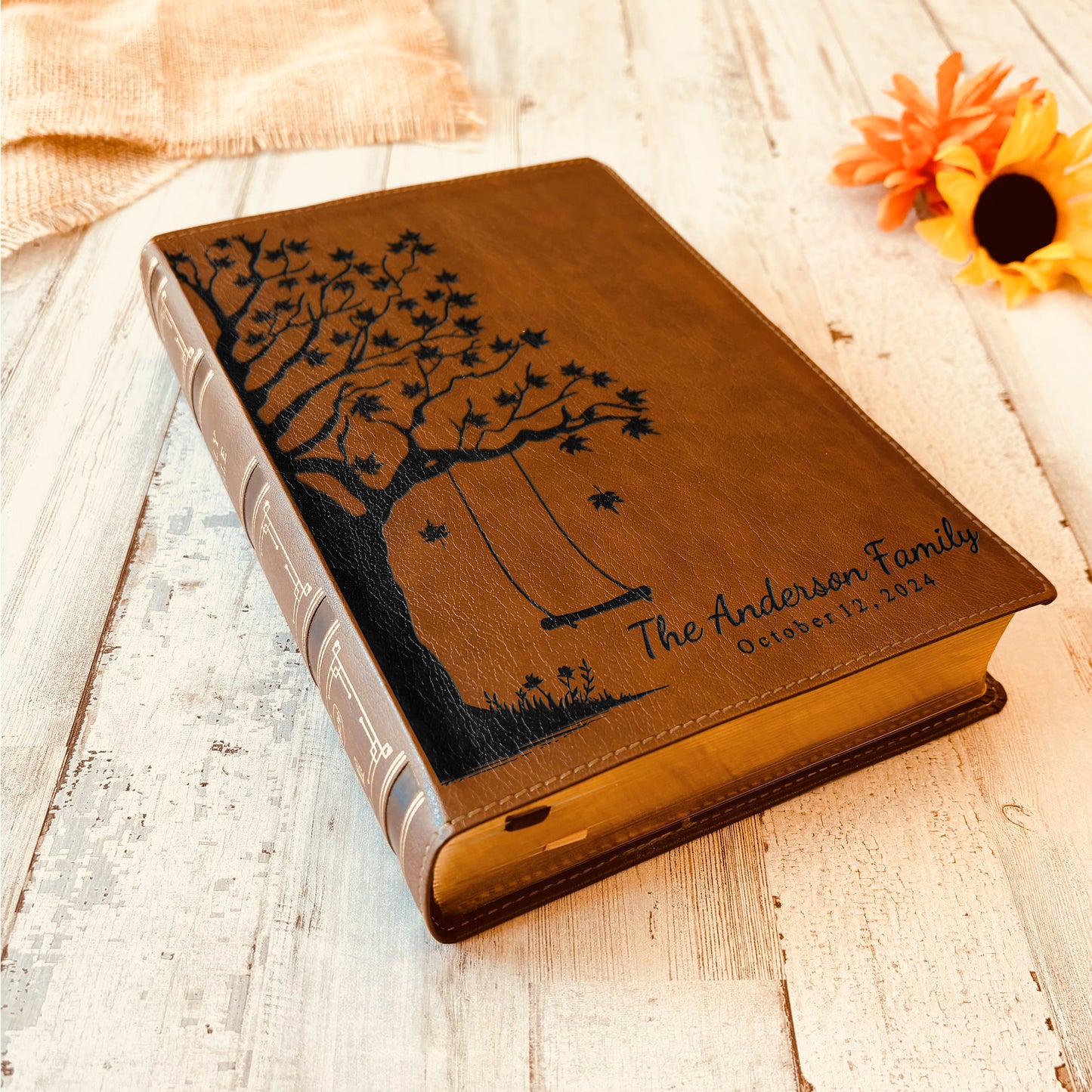 Personalized Family Bible, Custom Engraved NKJV Wide-Margin Family Tree Bible, Wedding Gifts, Anniversary Gifts, Family Bible for Weddings