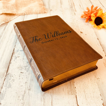 Personalized Family Bible, Custom Engraved NKJV Wide - Margin Family Bible, Wedding Gifts, Anniversary Gifts, Family Bible for Weddings - Religious Books - Aylev