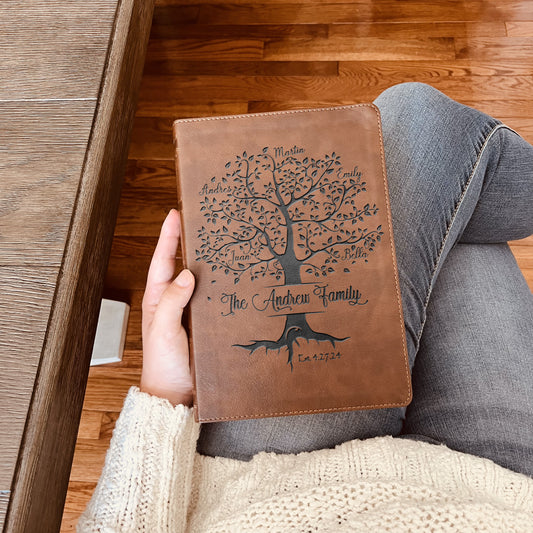 Personalized Family Bible, Custom Engraved NKJV Wide-Margin Family Tree Bible, Wedding Gifts, Anniversary Gifts, Family Bible for Weddings - Aylev