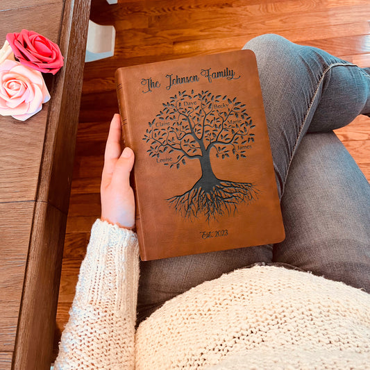 Personalized Family Tree Bible, Custom NASB Family Tree Giant Print Bible, Engraved Bible, Wedding Bible, Christian Gifts, Anniversary Gifts - Aylev