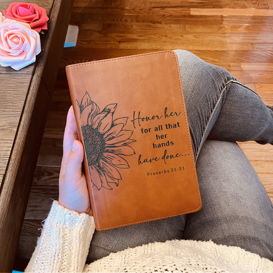 Custom Engraved English/Spanish Parallel Bible, ESV/RVR Double Column Verse by Verse, Personalized Christian Gifts for Women, Baptism Gifts - Religious Books - Aylev