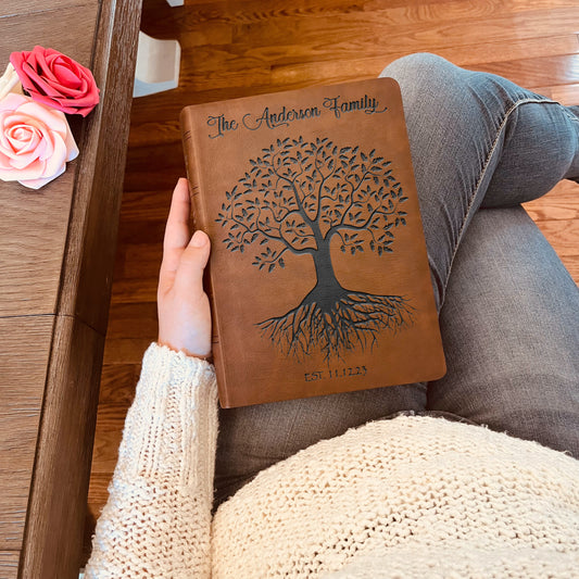 Personalized Family Tree Bible, Custom NASB Family Tree Giant Print Bible, Engraved Bible, Wedding Bible, Christian Gifts, Anniversary Gifts - Aylev