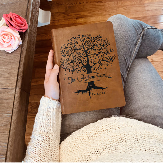 Personalized Family Bible | Custom NASB Family Tree Wide Margin Bible | Engraved Bible for Wedding Bible Christian Gifts NASB Family Bible - Aylev