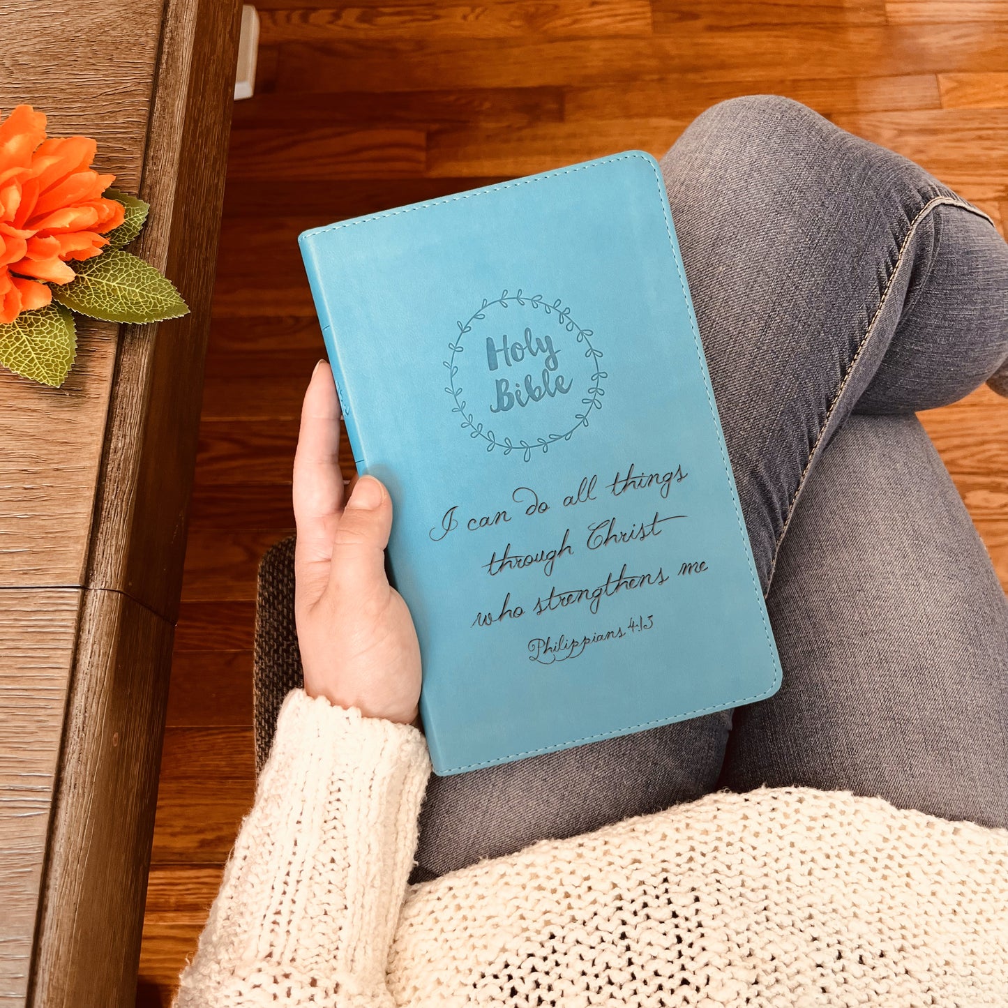 Custom NIV Bible | Light Blue Thinline | Custom Bible Engraved New International Version Christian Gifts Baptism Gifts NIV Bible Women - Aylev