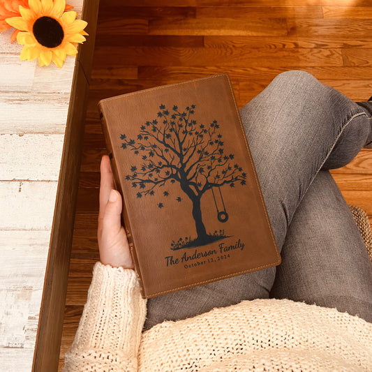 Personalized Family Bible, Custom Engraved NKJV Wide-Margin Family Tree Bible, Wedding Gifts, Anniversary Gifts, Family Bible for Weddings