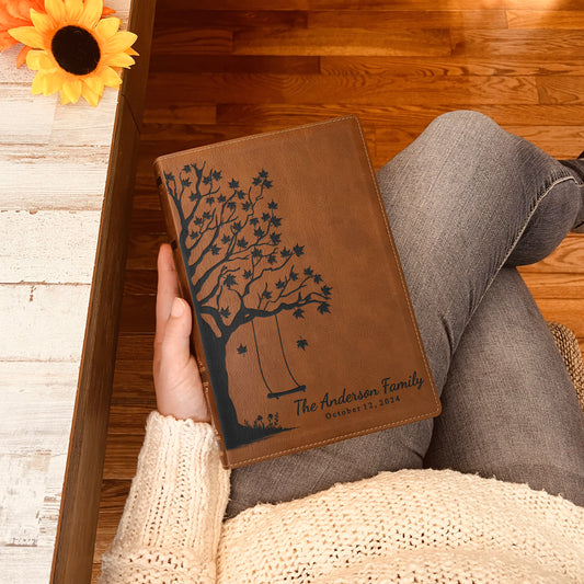 Personalized Family Bible, Custom Engraved NKJV Wide-Margin Family Tree Bible, Wedding Gifts, Anniversary Gifts, Family Bible for Weddings