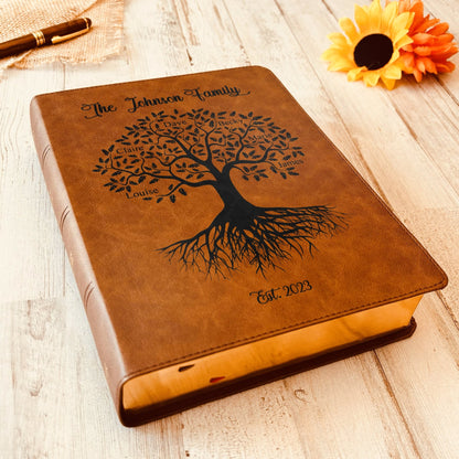 Personalized Family Bible, Custom CSB Family Tree Wide - Margin Bible, Engraved Bible, Wedding Bible, Christian Gifts Family Bible for Wedding - Religious Books - Aylev