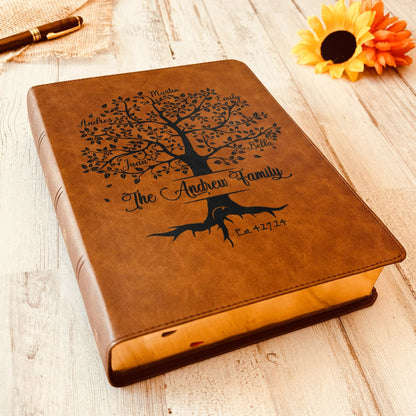 Personalized Family Bible, Custom CSB Family Tree Wide - Margin Bible, Engraved Bible, Wedding Bible, Christian Gifts Family Bible for Wedding - Religious Books - Aylev