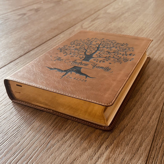 Personalized Family Bible, Custom Engraved NKJV Wide - Margin Family Tree Bible, Wedding Gifts, Anniversary Gifts, Family Bible for Weddings - Religious Books - Aylev