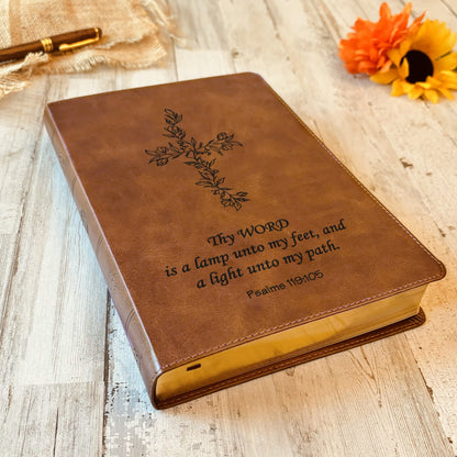 Personalized ESV Bible: Create Your Own Custom Engraved Design with a Designer, Large Print Double-Column Format English Standard Holy Bible - Religious Books - Aylev
