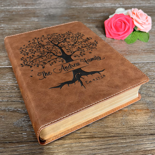 Personalized Family Bible | Custom KJV Family Tree Wide Margin Bible | Engraved Bible Wedding Bible Christian Gifts Family Bible for Wedding - Aylev