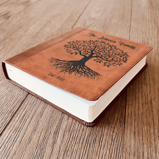 Personalized Family Bible | Custom ESV Family Tree Study Bible | Engraved Bible Wedding Bible Christian Gifts Family Bible for Wedding - Aylev