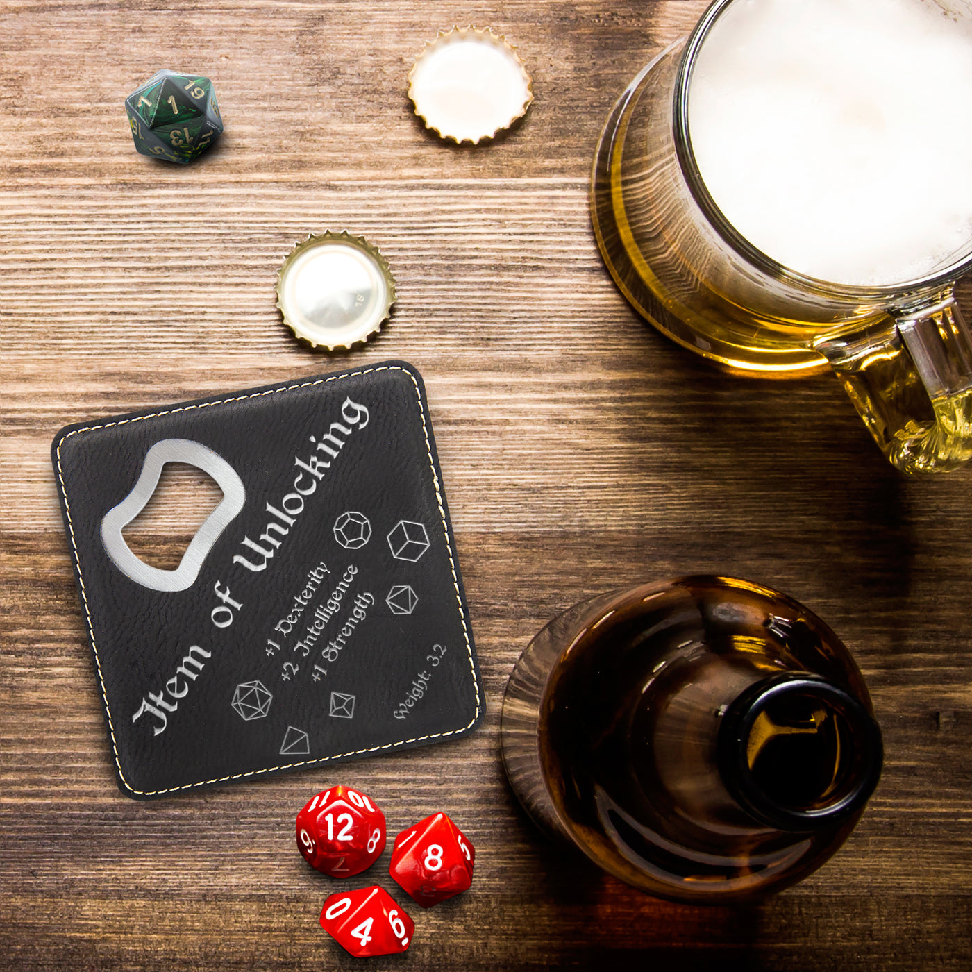 Dungeons and Dragons Item of Unlocking DnD Coaster Bottle Opener | DnD Gift for Men | Dungeon Master Gift | DnD Stuff | D&D Gifts