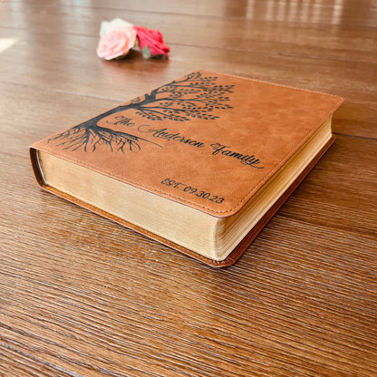 Personalized Family Bible, Custom KJV Family Tree Wide - Margin Bible, Engraved Bible, Wedding Bible, Christian Gifts Family Bible for Wedding - Religious Books - Aylev