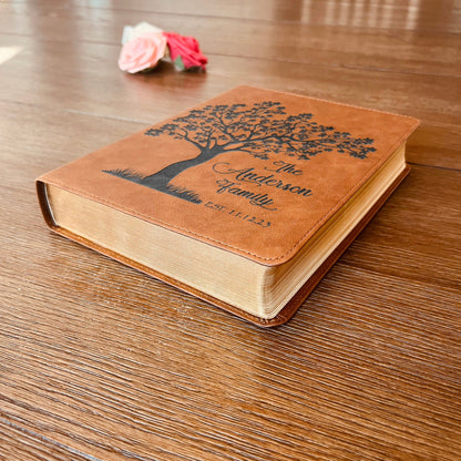 Personalized Family Bible, Custom KJV Family Tree Wide - Margin Bible, Engraved Bible, Wedding Bible, Christian Gifts Family Bible for Wedding - Religious Books - Aylev