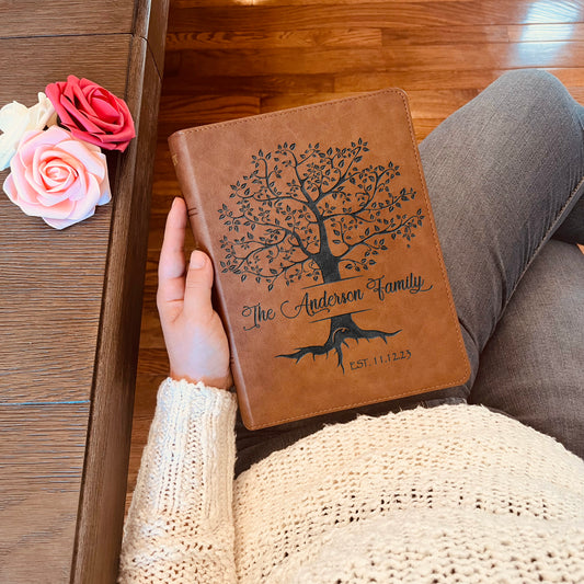 Personalized Family Bible, Custom KJV Family Tree Wide-Margin Bible, Engraved Bible, Wedding Bible, Christian Gifts Family Bible for Wedding - Aylev