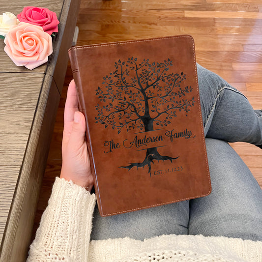Personalized Family Bible | Custom ESV Family Bible | Engraved Family Bible Wedding Bible Christian Gifts Family Tree Bible for Wedding - Aylev